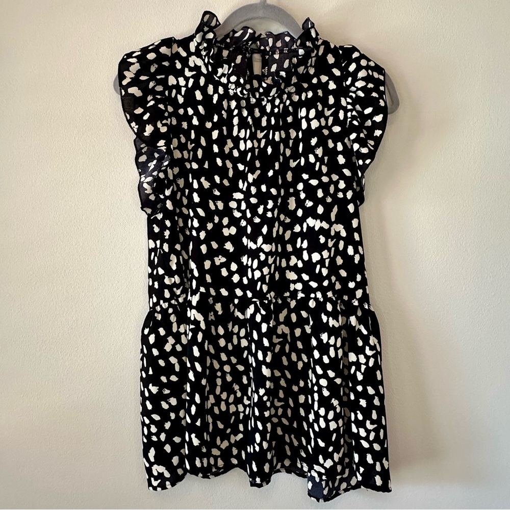 Entro Women’s Small Tiered Black and Cream Blouse